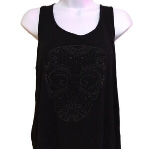 Black Tank Top with Skull Design